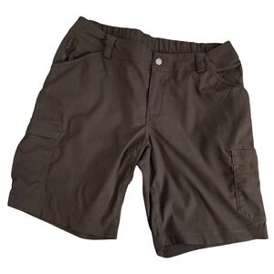 Duluth Trading Co Womens Cargo Shorts Brown Size 14 10 Inch Inseam Zip Pocket